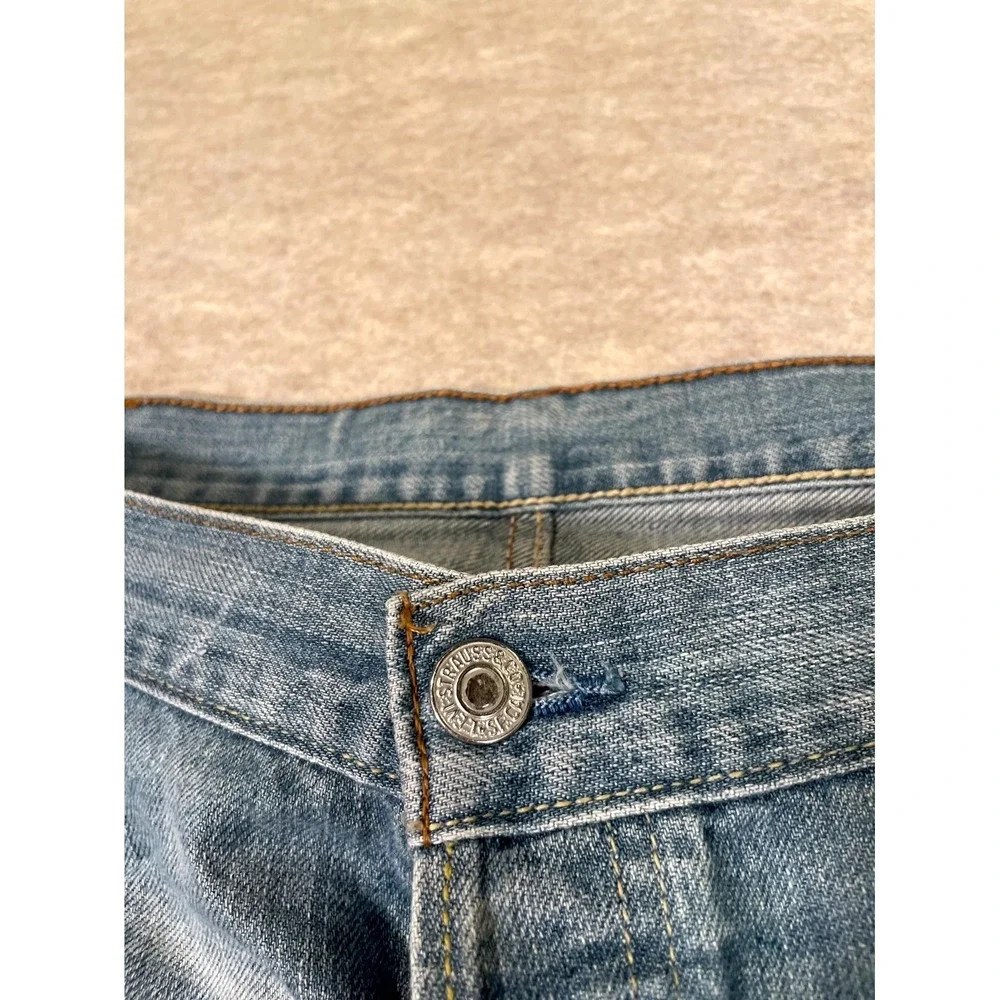 Levis 505 Regular Fit Jeans Mens 36x30 Blue‎ Whiskered Denim Straight Leg Cotton